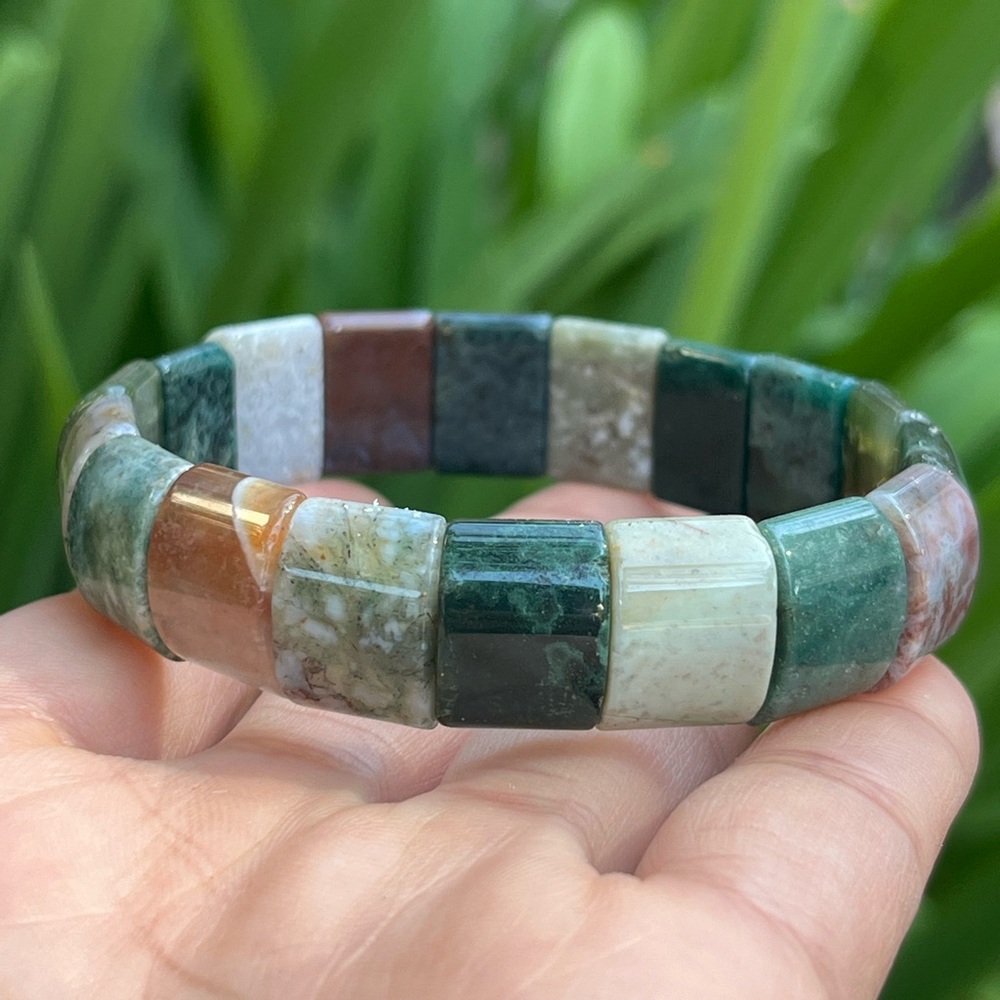 6.5 inches Rainbow moss agate soft bangle